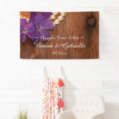 Paarse Maagdenpalm, Parels en Schuur Hout Bruiloft Spandoek (Insitu)