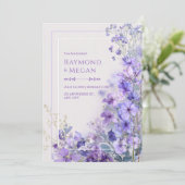 Paarse Maagdenpalm Wilde Bloem Romantisch Lijstje Kaart (Staand voorkant)