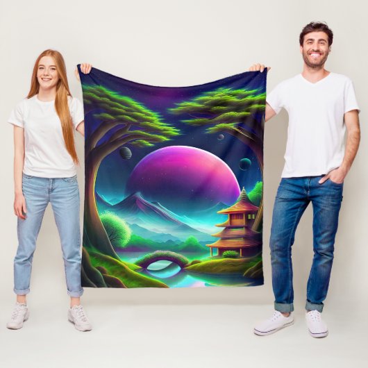 Paarse maan fleece deken (In situ)