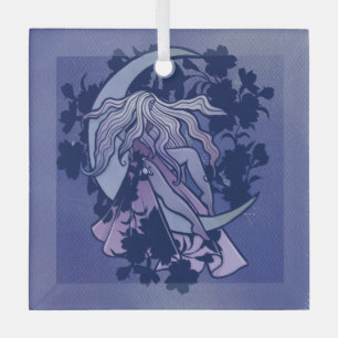 Paarse Maan Godin Wicca Drie-eenheid-maansymbool K Glas Ornament