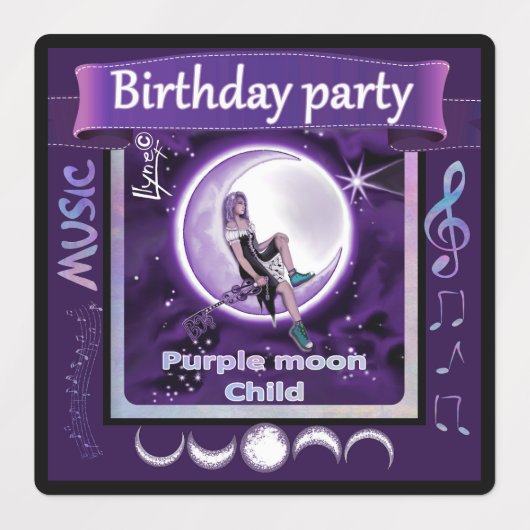 Paarse maan Kind Labels (Design 1)