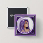 Paarse maan kindknop vierkante button 5,1 cm (Voorkant /achterkant)