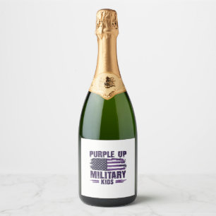 Paarse maand van het bewustzijn van militaire kind sparkling wijnetiket