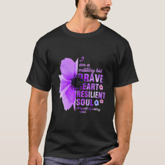 Paarse maand van Kinder bewustwording van militair T-shirt