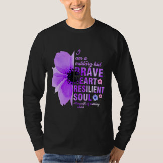 Paarse maand van Kinder bewustwording van militair T-shirt