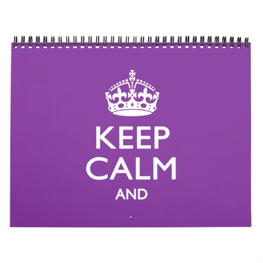Paarse maandelijkse BEWARING VAN CALM EN Jouw teks Kalender (Hoes)