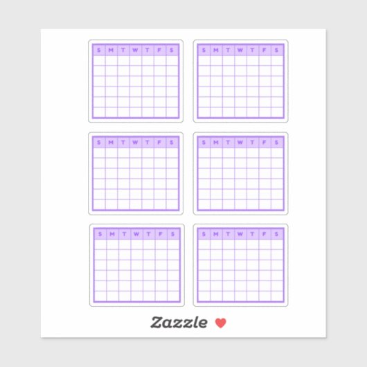 Paarse maandkalender sticker (Vel)