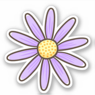 Paarse madeliefje  bloem sticker