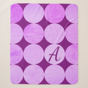 Paarse, magenta en roze cirkels monogram sherpa deken