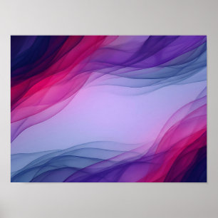 Paarse Magenta Gelaagde Golven Abstracte Poster