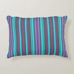 Paarse Magenta Turquoise Gray Stripes Accent Kussen