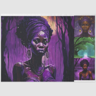 Paarse Magic Afro-Amerikaans Voodoo Decoupage Tissuepapier