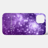 Paarse Magic Ombre Sparkly Stars Celestial Foto Case-Mate iPhone Case (Achterkant (horizontaal))