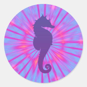 Paarse Magie Zeepaardje Ronde Sticker