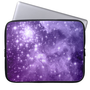 Paarse Magische Sterren Hemelruimte Foto Laptop Sleeve