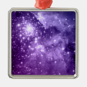 Paarse Magische Sterren Hemelse Ruimte Foto Metalen Ornament
