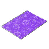 Paarse Magische Vintage Celestial Sun Moon Stars Notitieboek (Linkerzijde)