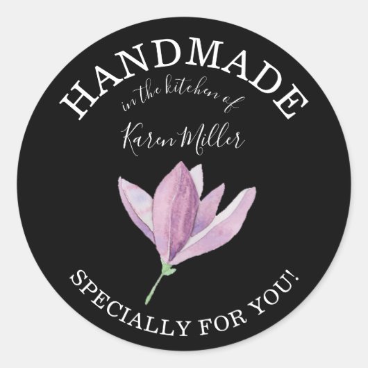 Paarse Magnolia HANDMADE voor jullie cadeautjes Ronde Sticker (Voorkant)