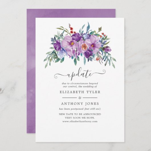 Paarse Magnolias en Rozen Weddenschap Update Kaart (Voorkant / Achterkant)