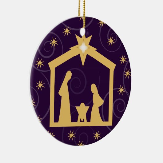 Paarse majesteit kerstmis keramisch ornament (Rechts)