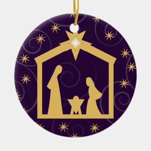 Paarse majesteit kerstmis keramisch ornament (Voorkant)