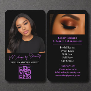 Paarse make-up artist QR Code Luxury Black Beauty Visitekaartje