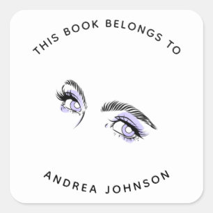 Paarse Makeup  Eyes Girly Beauty Bookplate Vierkante Sticker