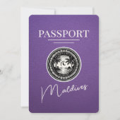Paarse Malediven Paspoort Bewaar de datum Save The Date (Voorkant)