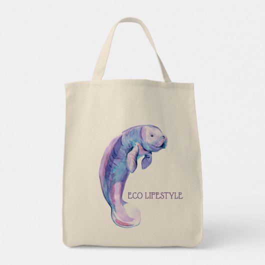Paarse manatee tote bag (Achterkant)