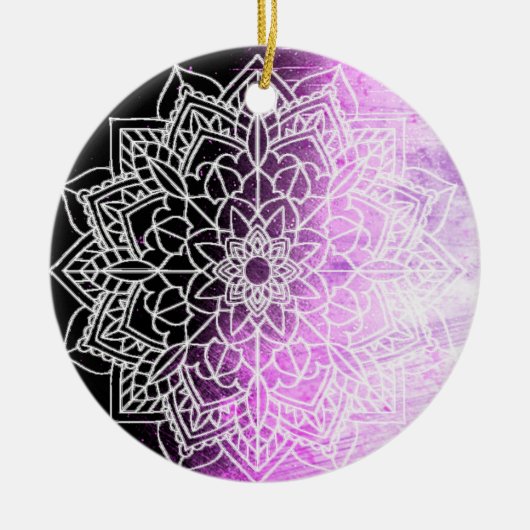 Paarse Mandala Abstract mooie kerst Keramisch Ornament (Voorkant)