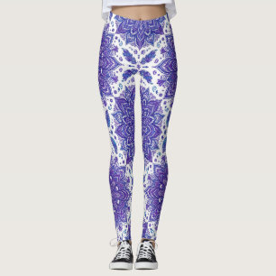 Paarse Mandala Bloemige Naadloos Patroon Leggings