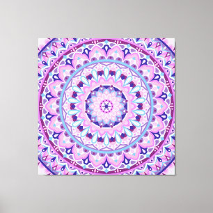 Paarse Mandala Boho Kunst Geometrisch Patroon Leve Canvas Afdruk