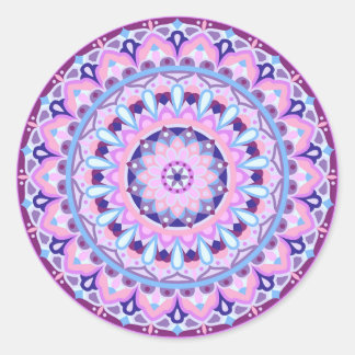 Paarse Mandala Boho Levendig Geometrisch Decal Ronde Sticker