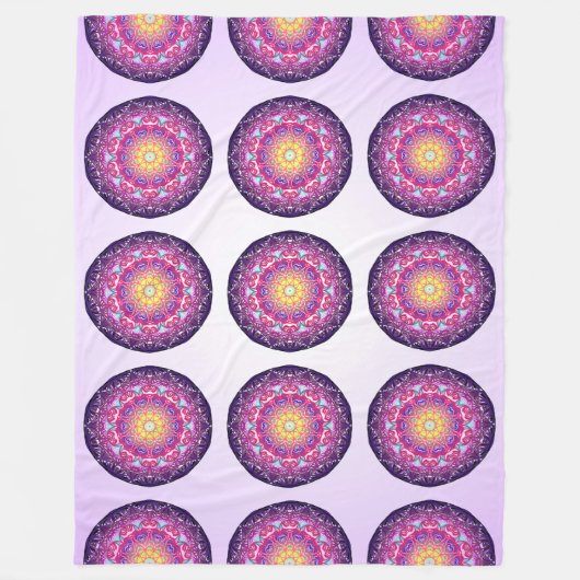 Paarse mandala fleece deken (Voorkant)