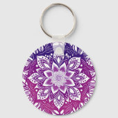 Paarse Mandala Flower Sleutelhanger (Voorkant)