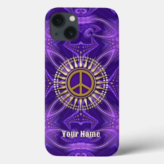 Paarse Mandala Gold Sunshine PeaceSymbool Case-Mate iPhone Case (Achterkant)