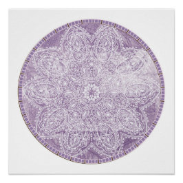 Paarse Mandala Grunge Circle Meditation Perfect Poster