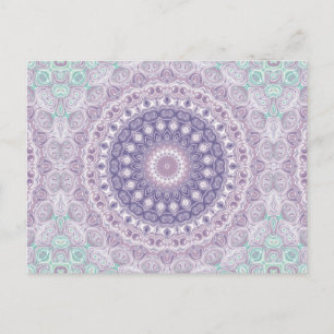 Paarse Mandala in Lavendel en Zeegroen Briefkaart