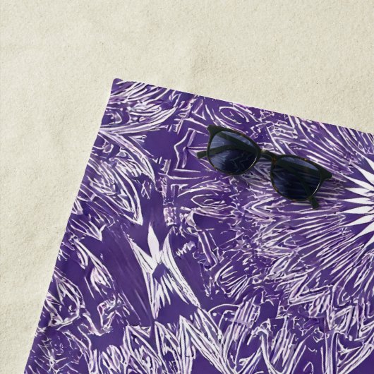 Paarse Mandala Print Strandlaken (In situ)