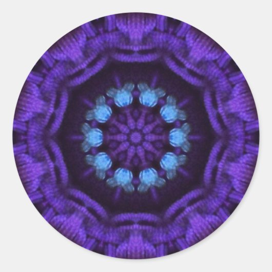 Paarse Mandala Ronde Sticker (Voorkant)