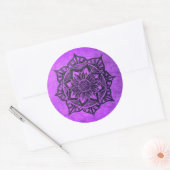 Paarse Mandala Spirituele Ronde Sticker (Envelop)