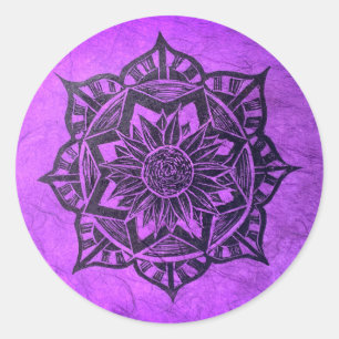 Paarse Mandala Spirituele Ronde Sticker