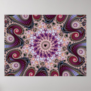 Paarse Mandelbrot Fractal Poster