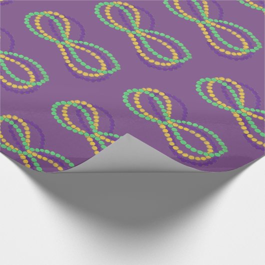 Paarse Mardi Gras Beads Strand NOLA New Orleans Cadeaupapier (Hoek)