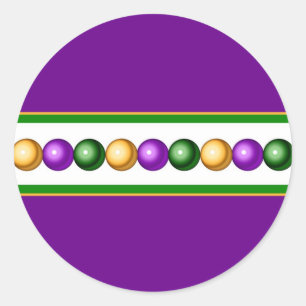 Paarse Mardi Gras Kralen Sticker