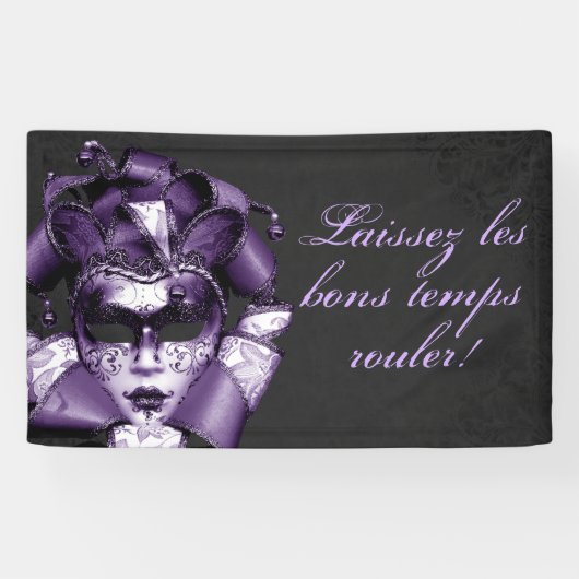 Paarse Mardi Gras Masquerade Spandoek (Horizontaal)