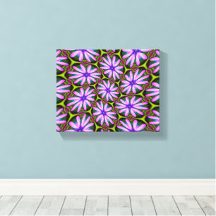 Paarse Margueritepatronen Canvas Afdruk