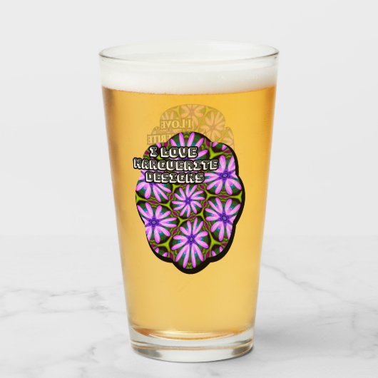 Paarse Margueritepatronen Glas (Voorkant gevuld)