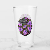 Paarse Margueritepatronen Glas (Voorkant)