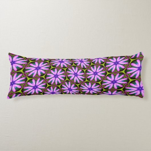 Paarse Margueritepatronen Lichaamskussen (Voorkant)